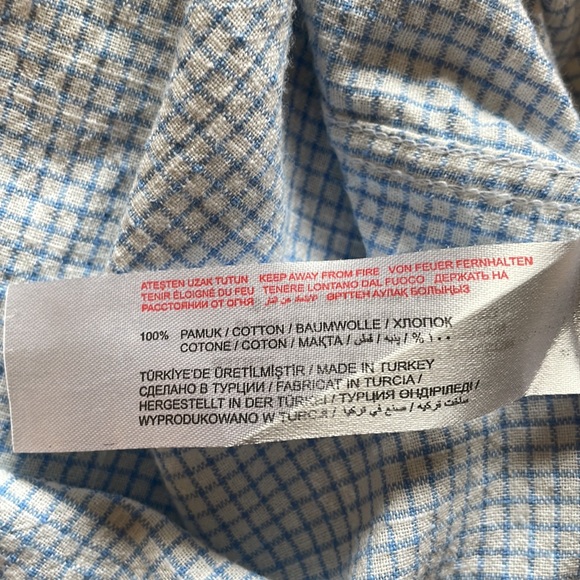 Collezione Cotton Shadow Check Long Sleeve Button Down Shirt - White/Blue - Picture 12 of 13